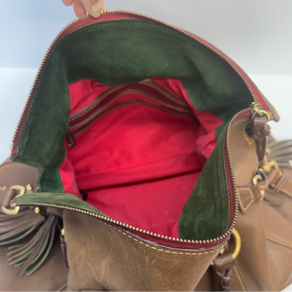 Dooney & Bourke Florentine Leather Satchel Shoulder Handbag Brown Chestnut Large - Picture 11 of 13